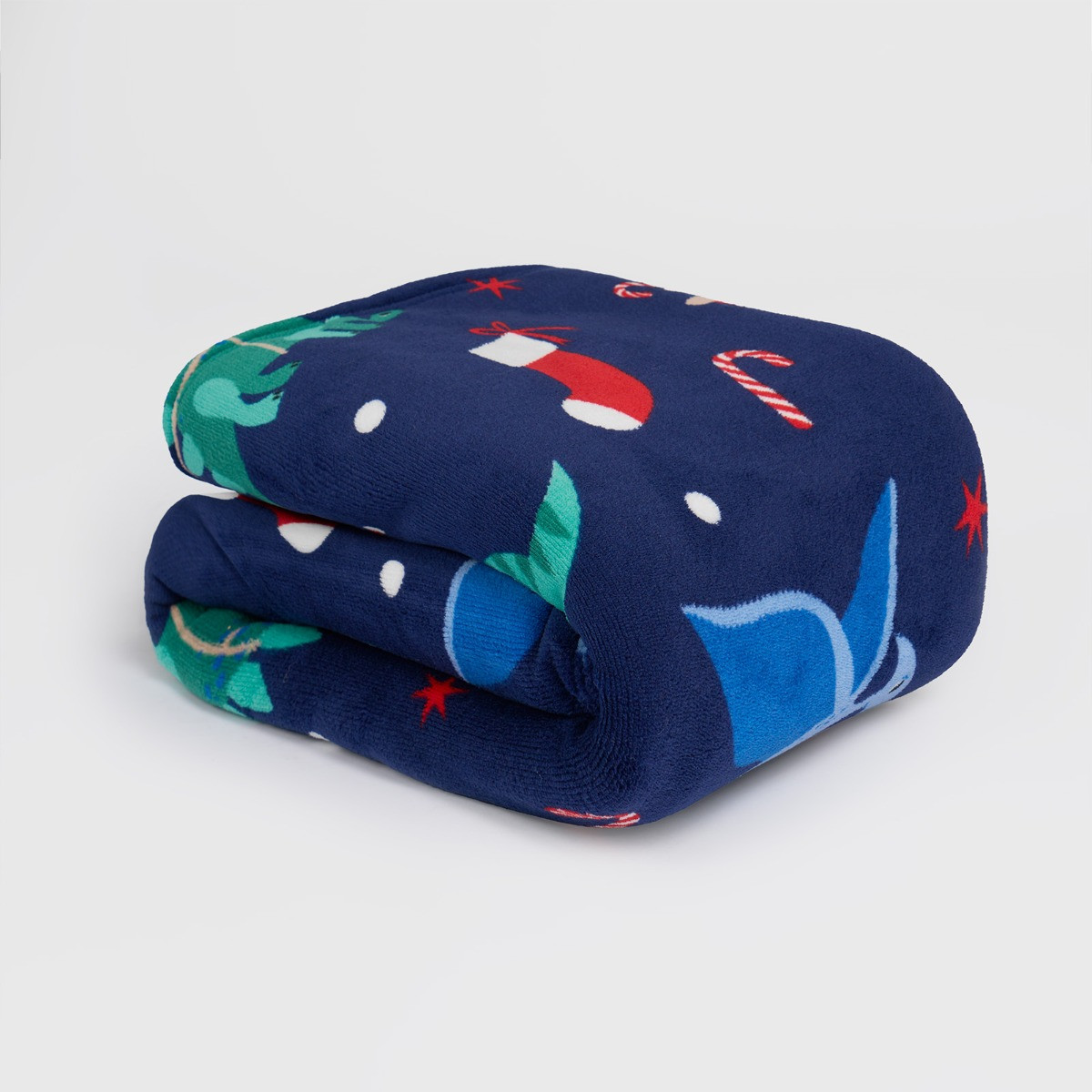 OHS Christmas Dinosaur Printed Throw - Navy>