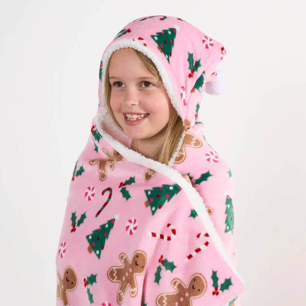 OHS Gingerbread Man Hooded Santa Blanket - Pink >