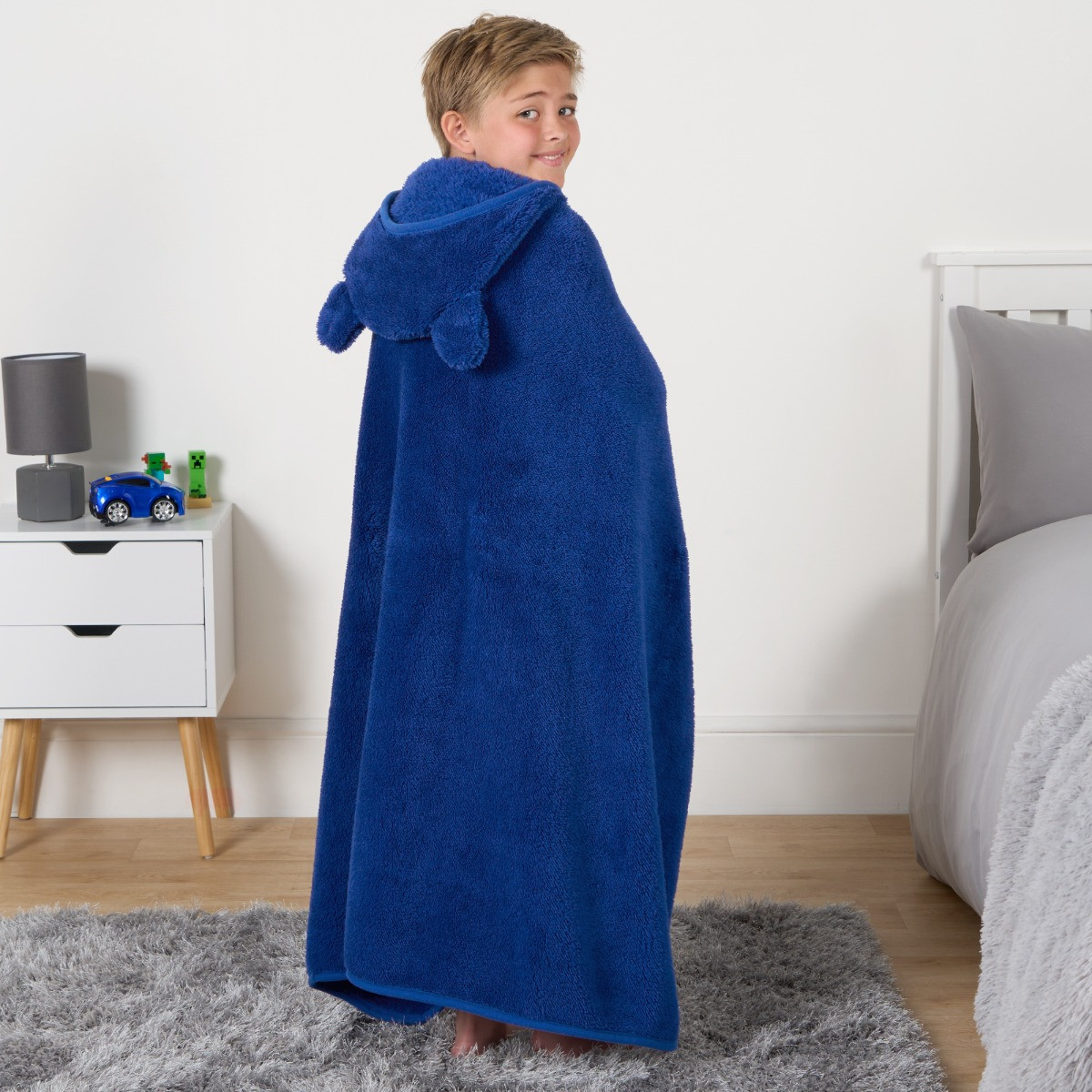 OHS Kids Teddy Hooded Blanket - Blue>