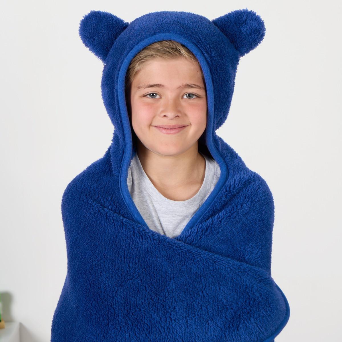 OHS Kids Teddy Hooded Blanket - Blue>