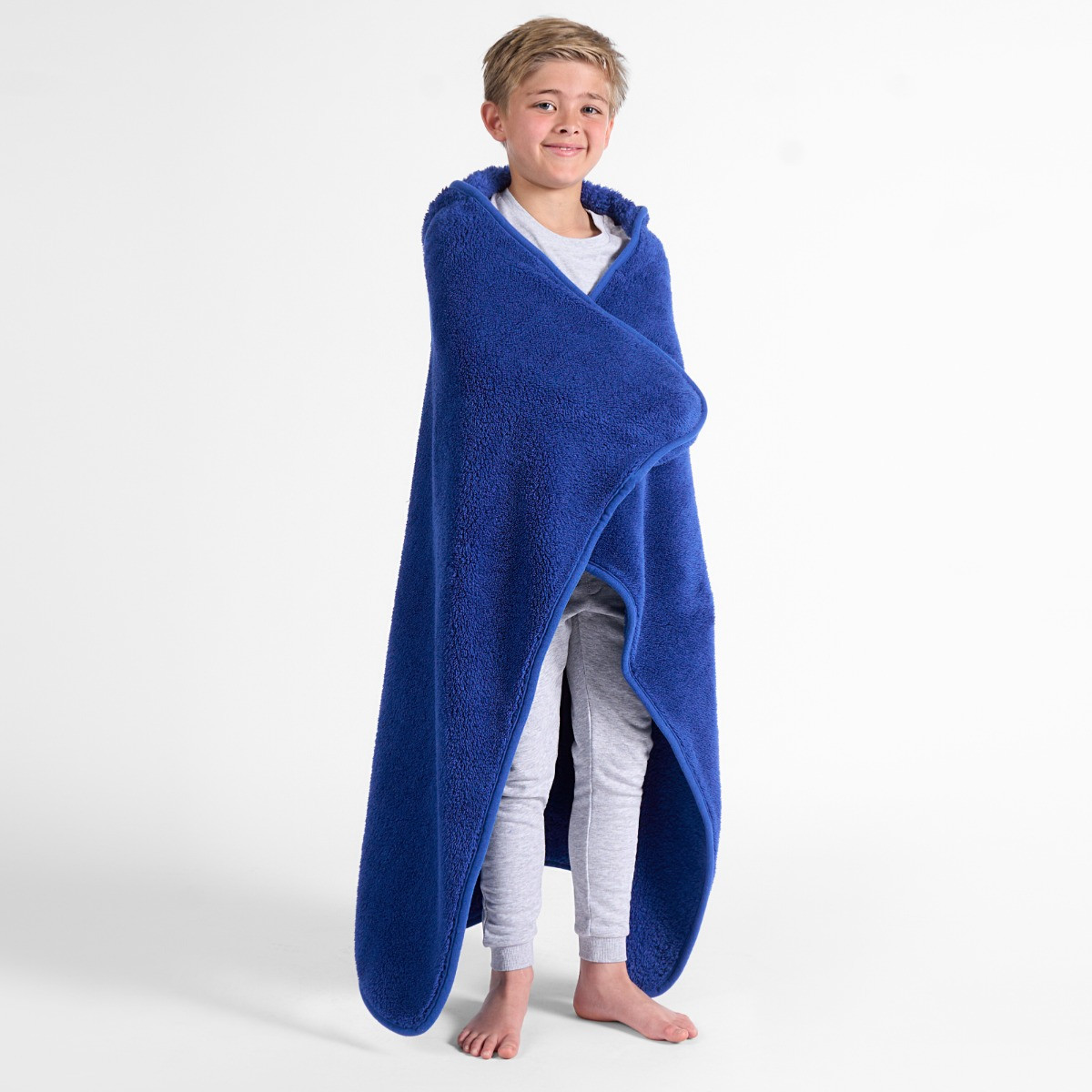 OHS Kids Teddy Hooded Blanket - Blue>