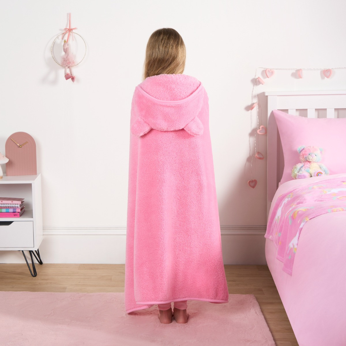 OHS Kids Teddy Hooded Blanket - Pink>