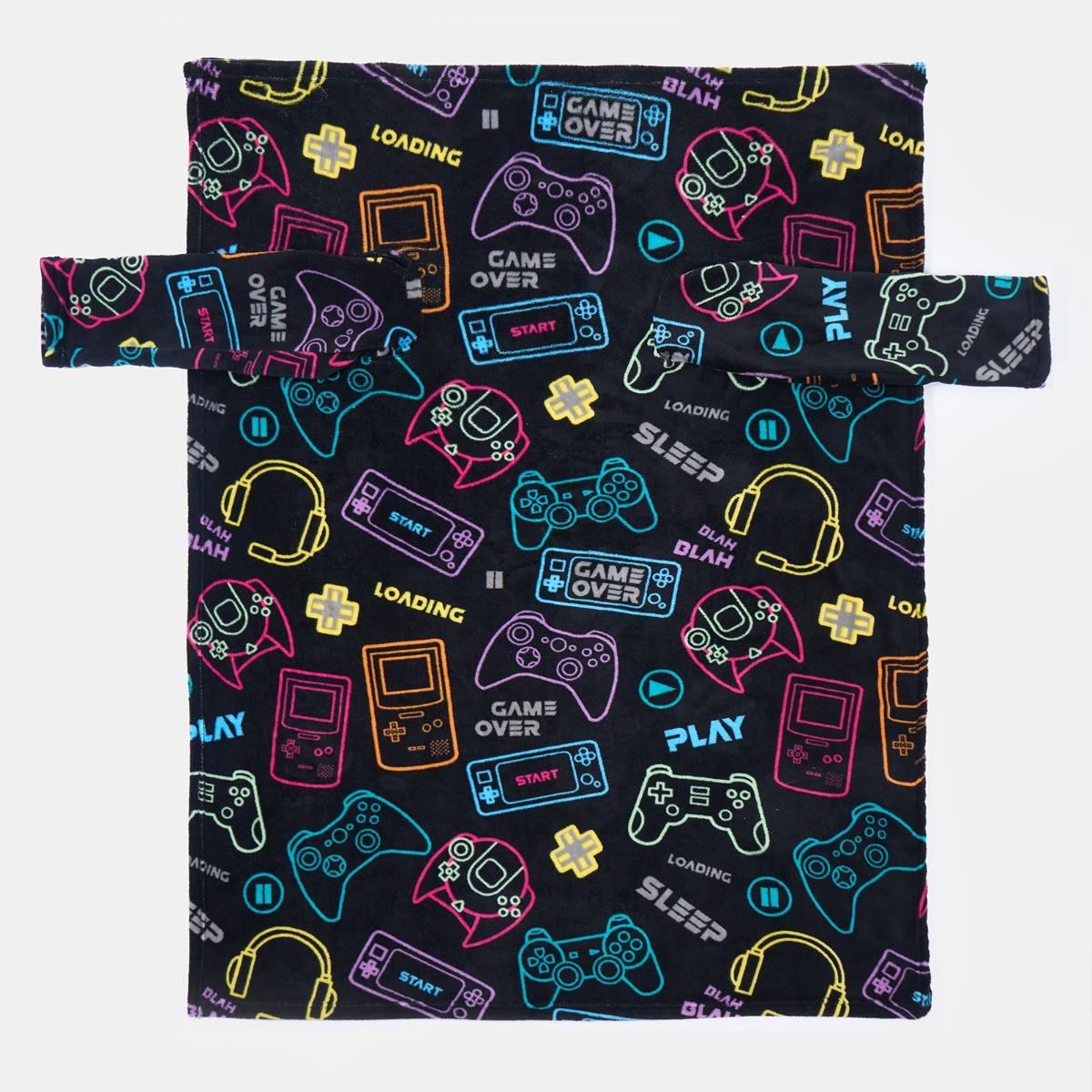 OHS Kids Gaming Printed Wearable Blanket - Black>