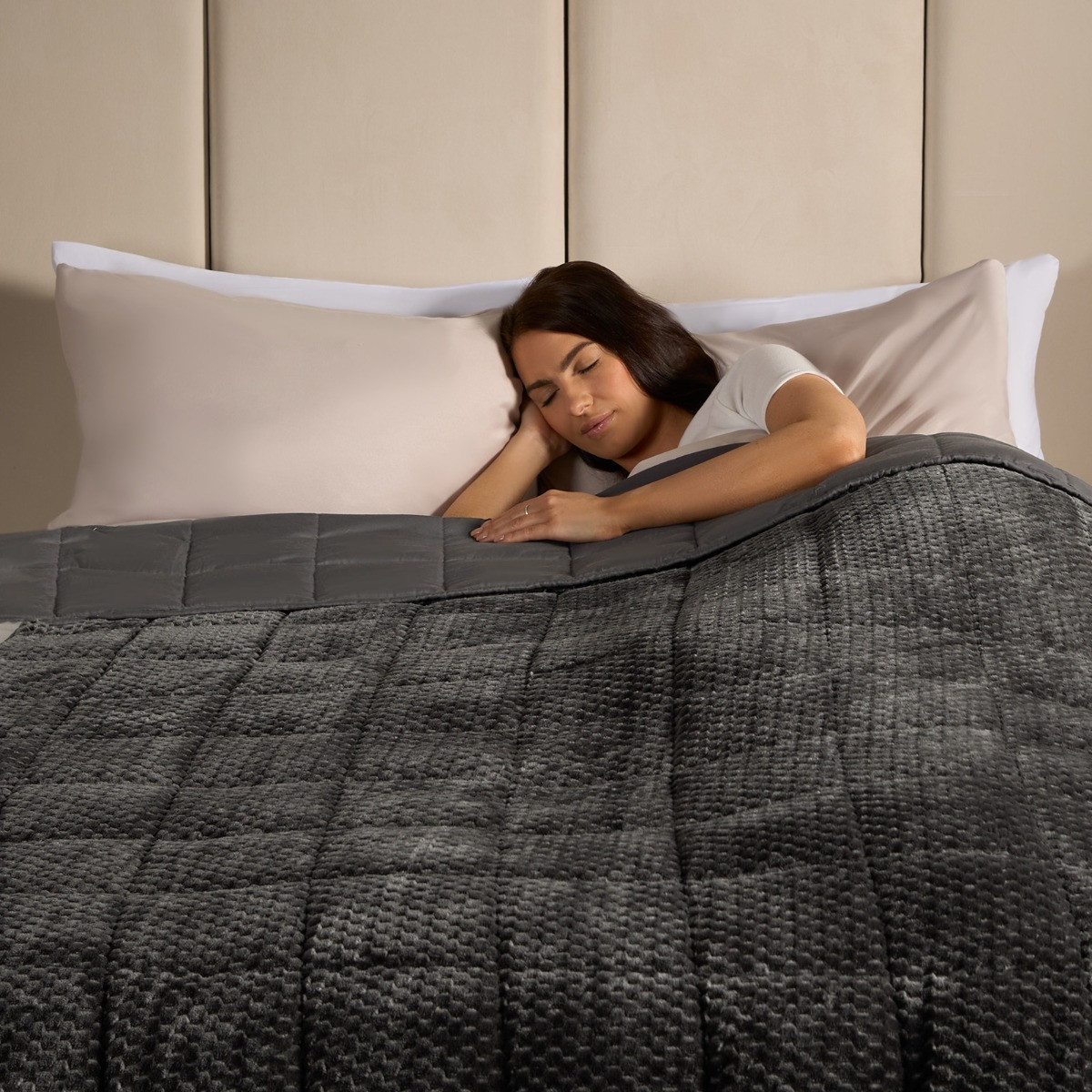 OHS Waffle Fleece Weighted Blanket - Charcoal>