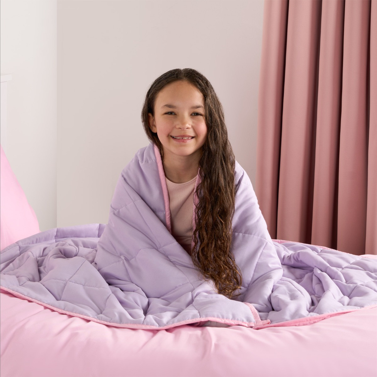 OHS Kids Supersoft Reversible Weighted Blanket, Pink/Lilac - 3kg>