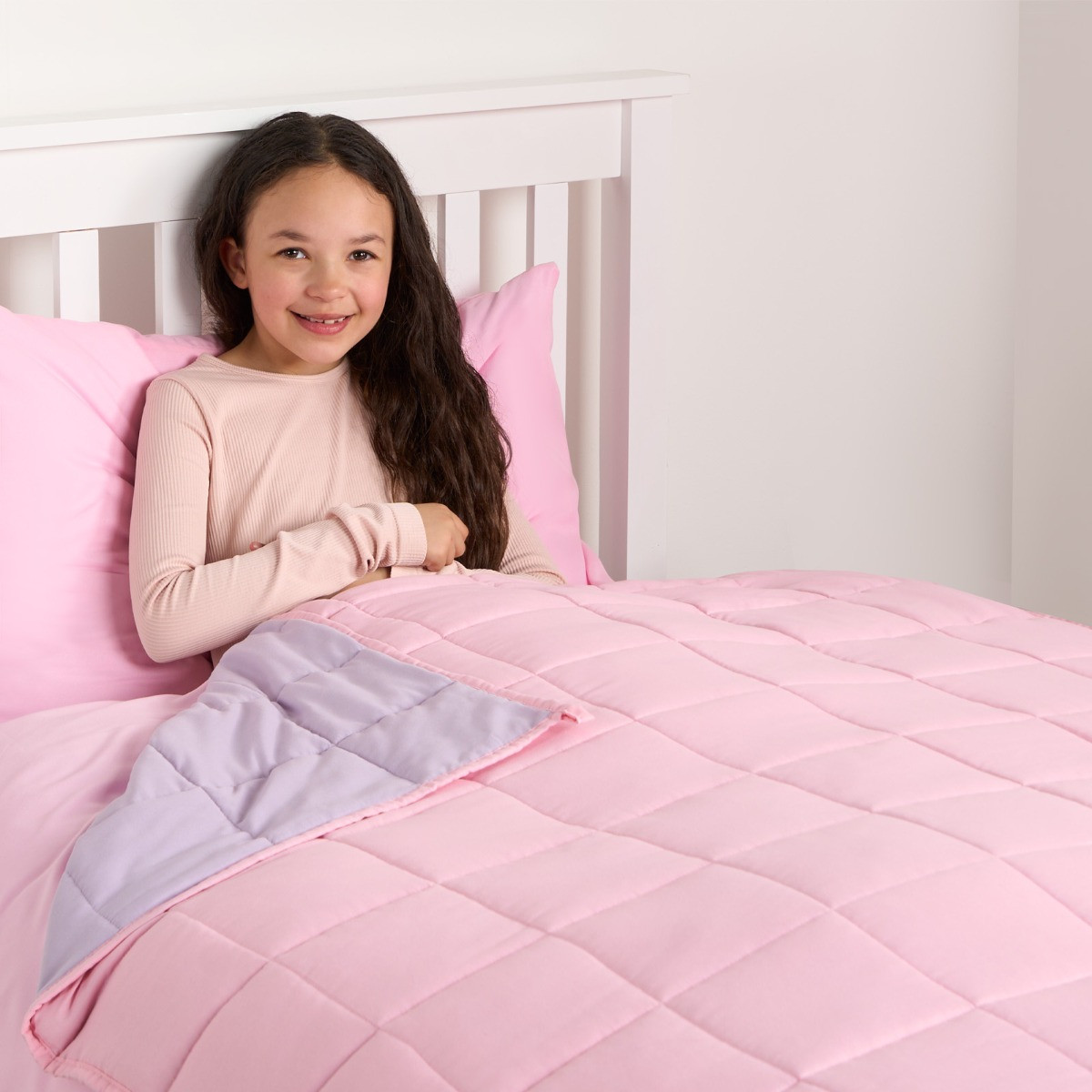 OHS Kids Supersoft Reversible Weighted Blanket, Pink/Lilac - 3kg>