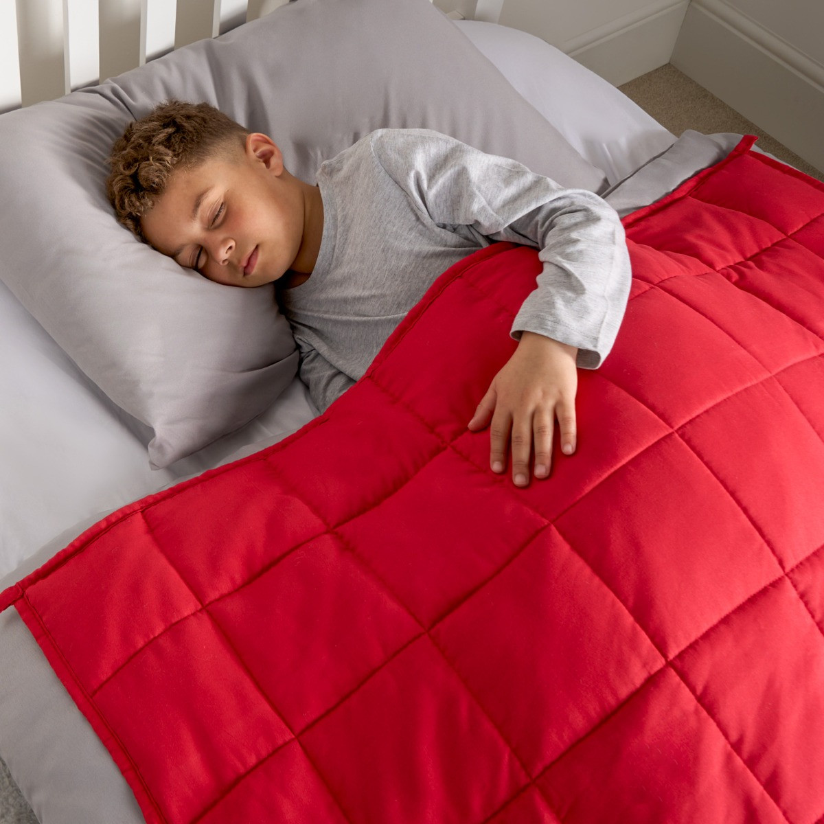 OHS Kids Supersoft Reversible Weighted Blanket, Red/Grey - 3kg>