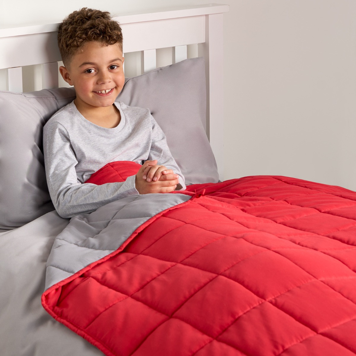 OHS Kids Supersoft Reversible Weighted Blanket, Red/Grey - 3kg>