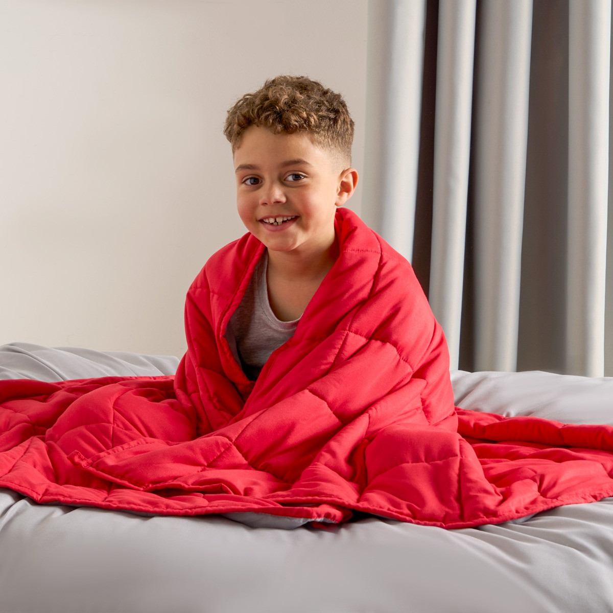 OHS Kids Supersoft Reversible Weighted Blanket, Red/Grey - 3kg>