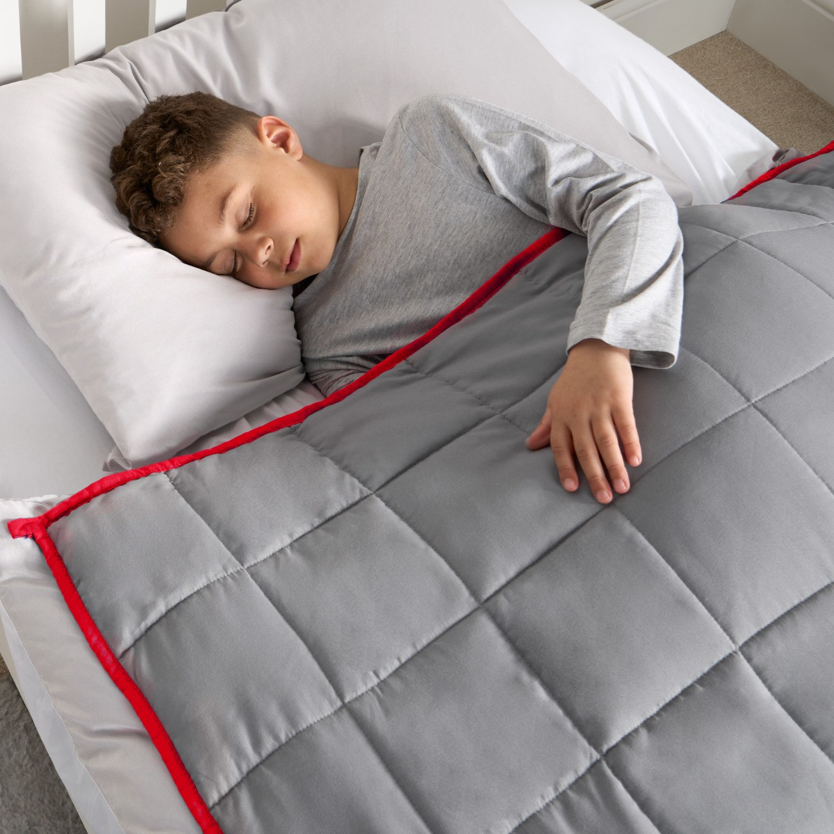 OHS Kids Supersoft Reversible Weighted Blanket, Red/Grey - 3kg>