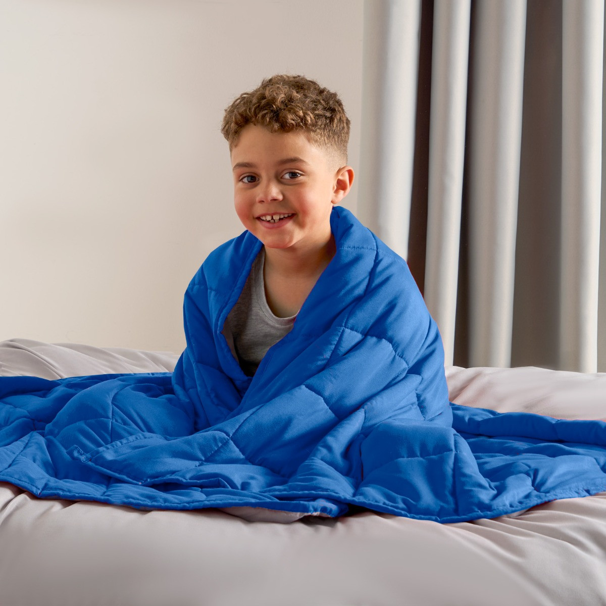 OHS Kids Supersoft Reversible Weighted Blanket, Blue/Grey - 3kg>