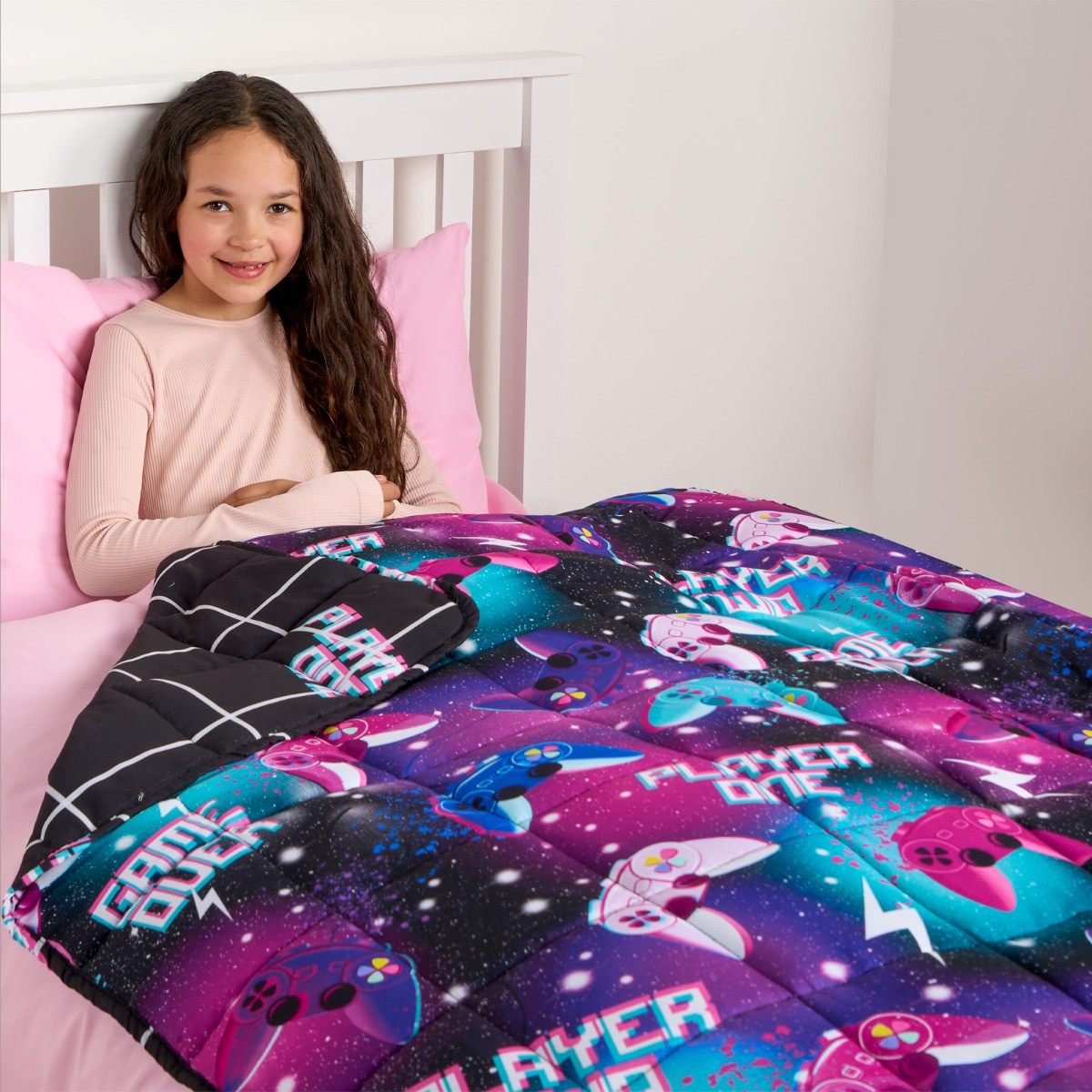 OHS Kids Gaming Weighted Blanket, Black - 3KG>