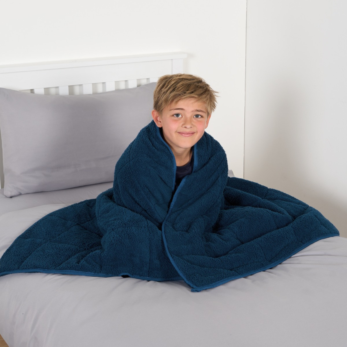 OHS Kids Teddy Fleece Weighted Blanket, Blue - 3kg>