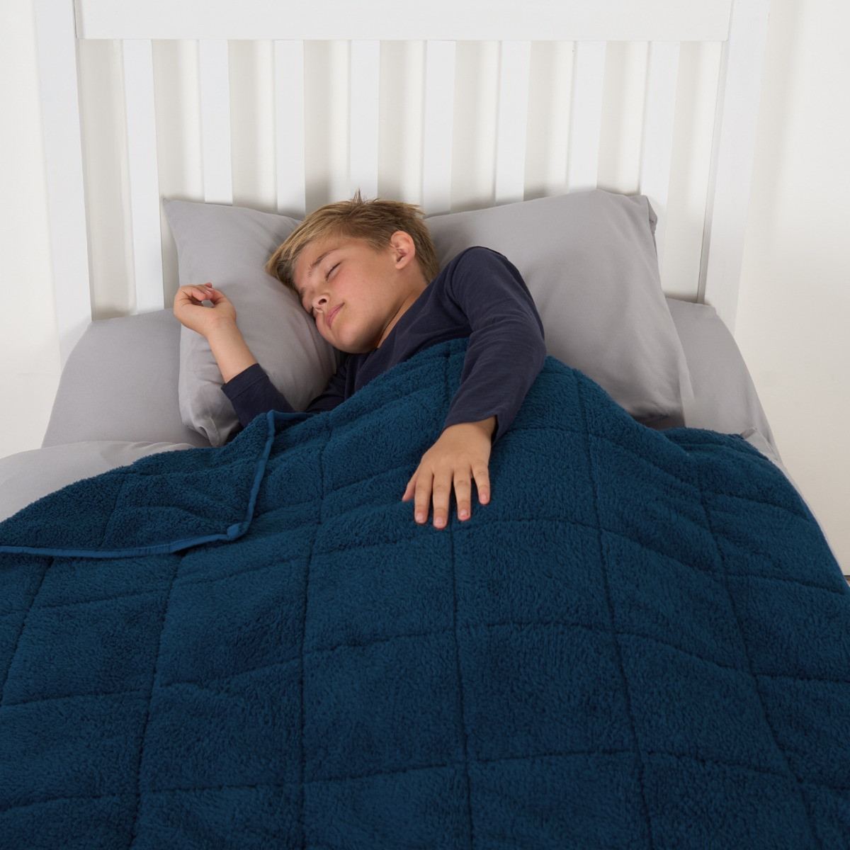 OHS Kids Teddy Fleece Weighted Blanket, Blue - 3kg>