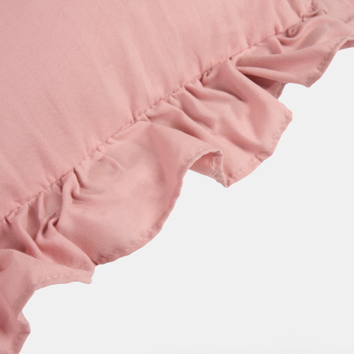 Highams Linen Look Frill Cushion Covers - Blush>