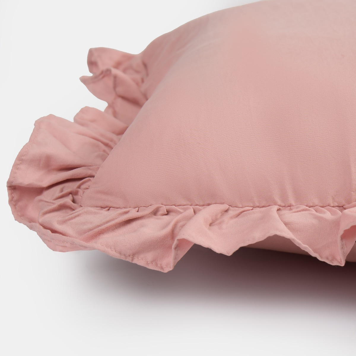 Highams Linen Look Frill Cushion Covers - Blush>