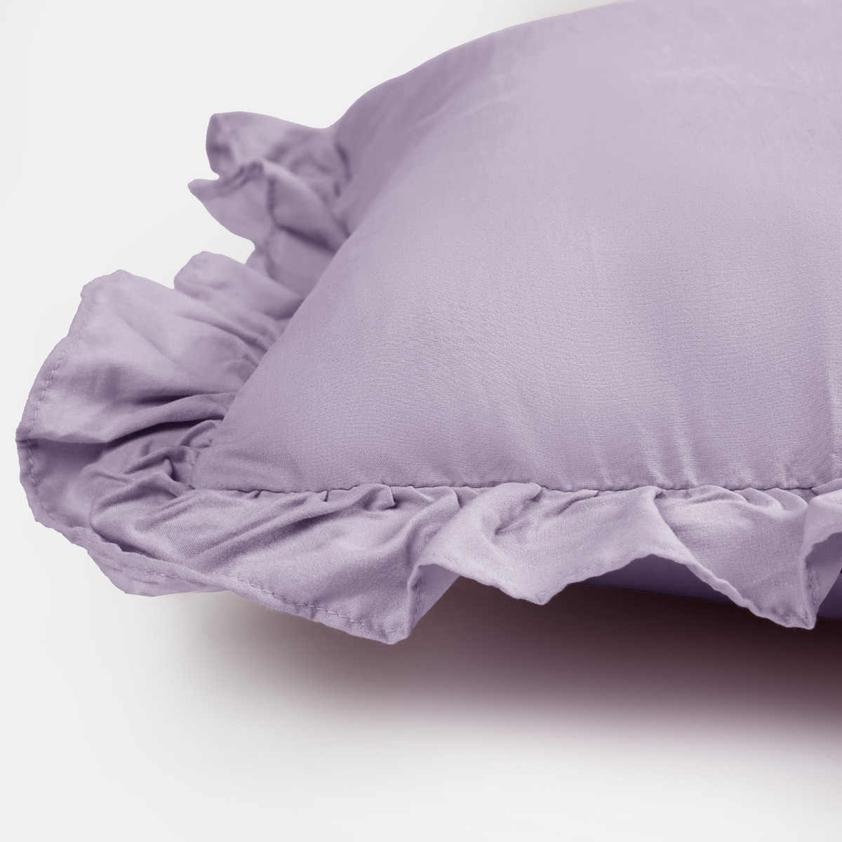 Highams Linen Look Frill Cushion Covers - Lilac>