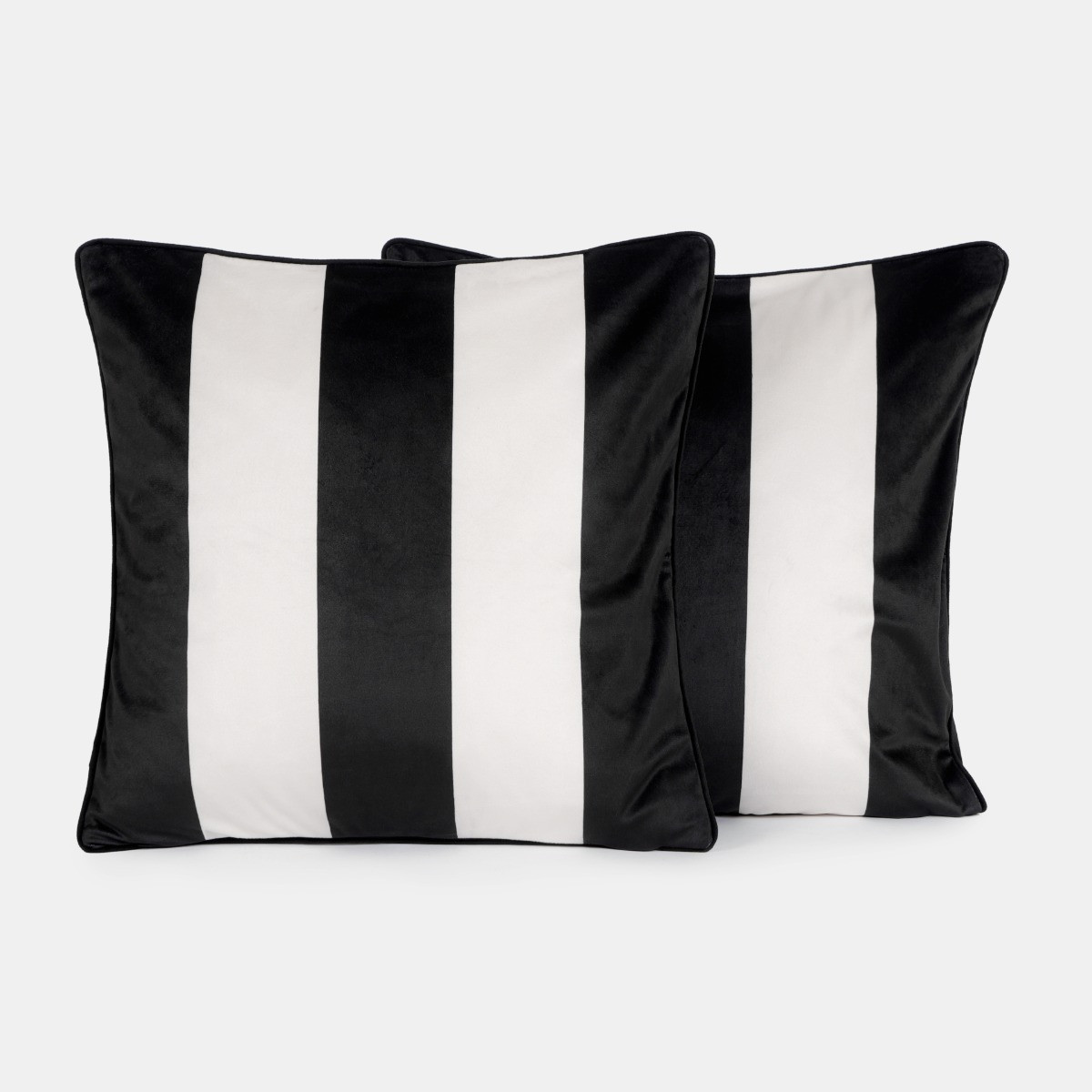 OHS Matte Velvet Stripe Print Cushion Covers - Monochrome>