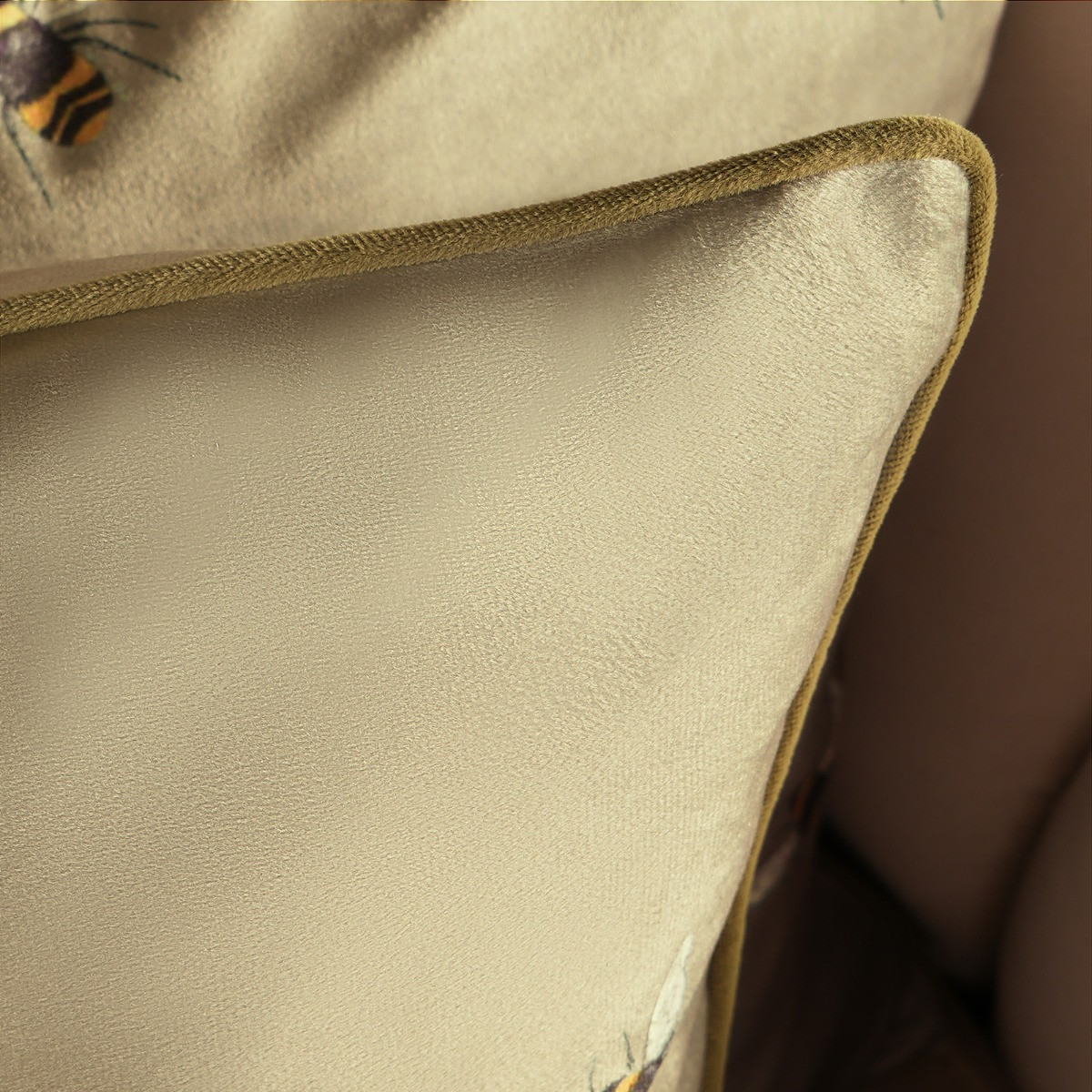 OHS Matte Velvet Bee Print Cushion Covers, Sage - 45 x 45cm >
