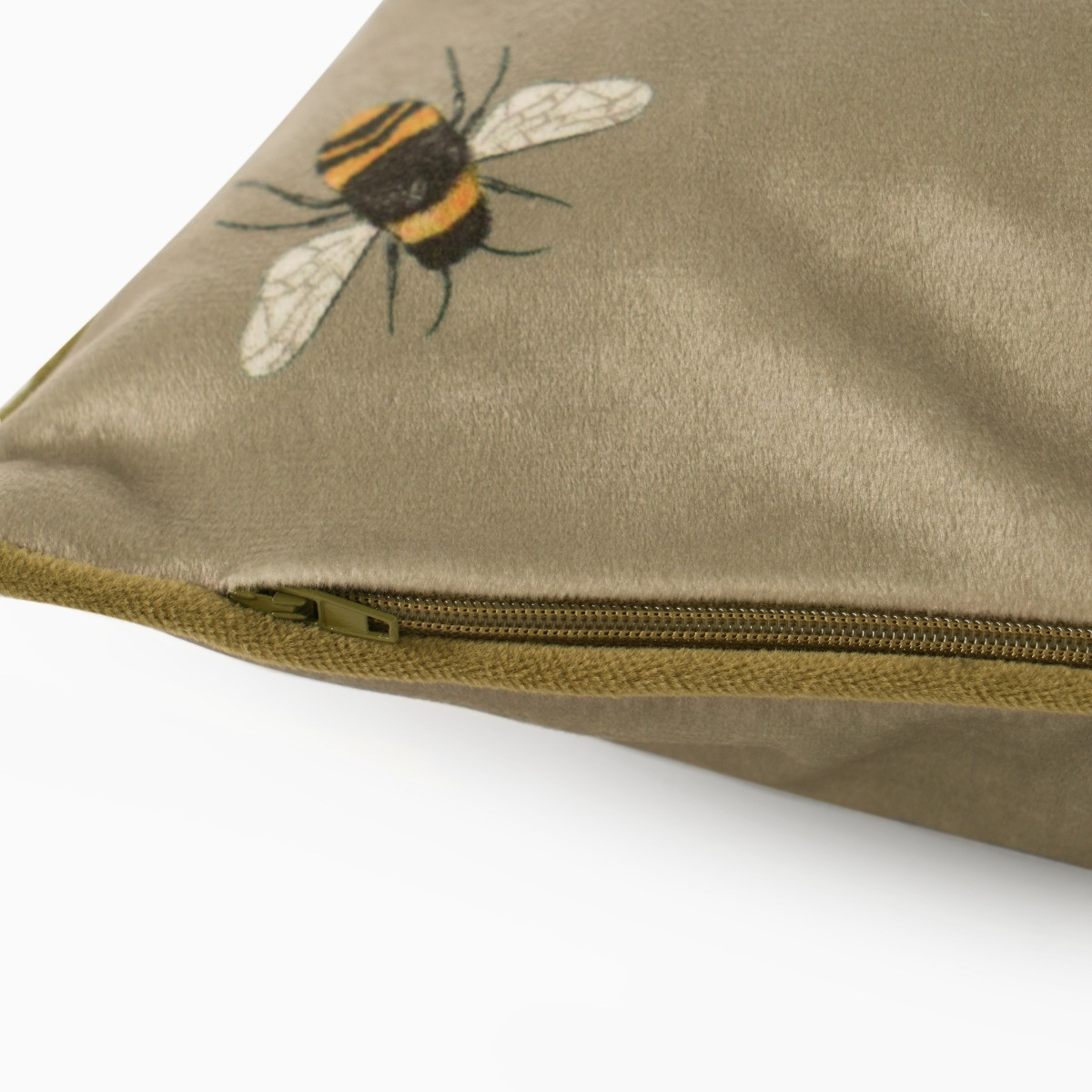 OHS Matte Velvet Bee Print Cushion Covers, Sage - 45 x 45cm >