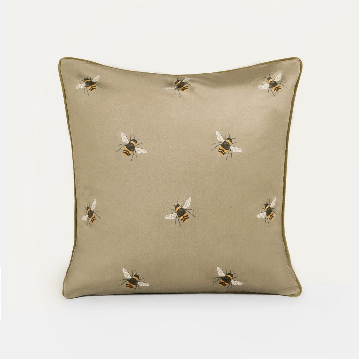 OHS Matte Velvet Bee Print Cushion Covers, Sage - 45 x 45cm >