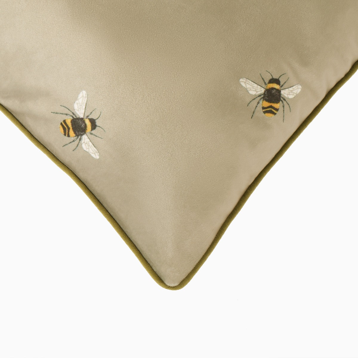 OHS Matte Velvet Bee Print Cushion Covers, Sage - 45 x 45cm >