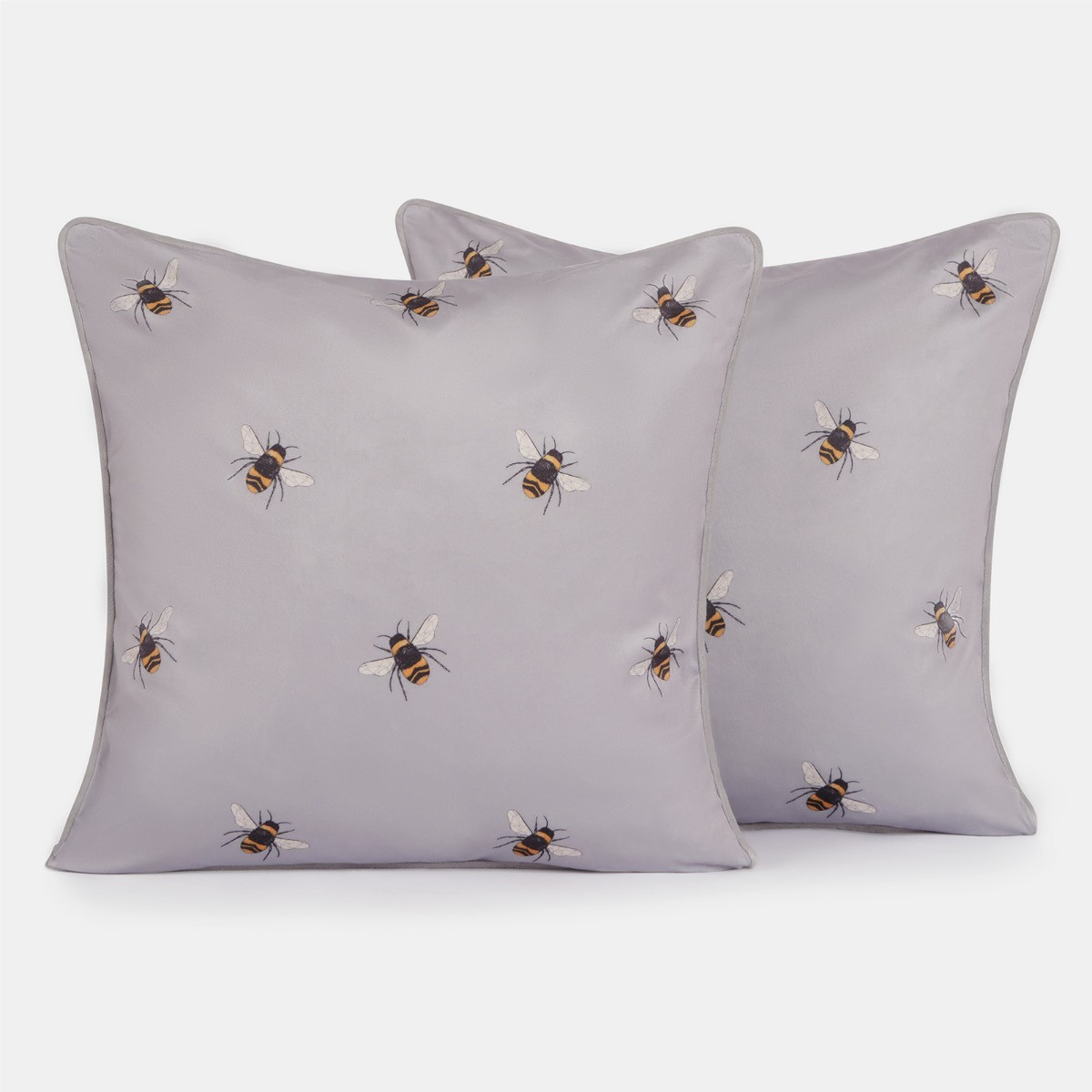 OHS Matte Velvet Bee Print Cushion Covers - Grey>