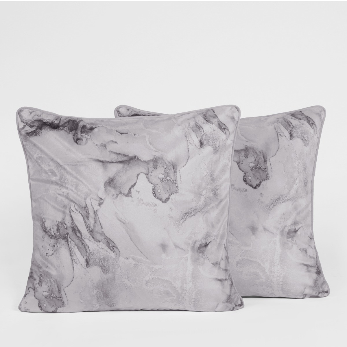 OHS Matte Velvet Marble Print Cushion Covers - Grey>