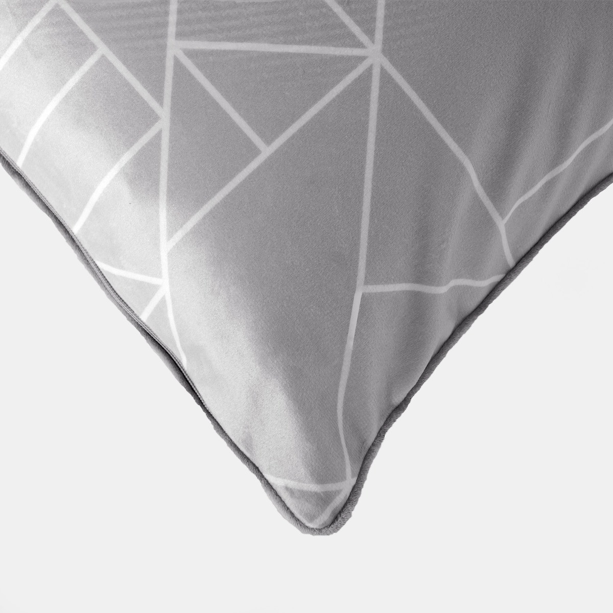 OHS Matte Velvet Geometric Print Cushion Covers, Grey - 45 x 45cm >