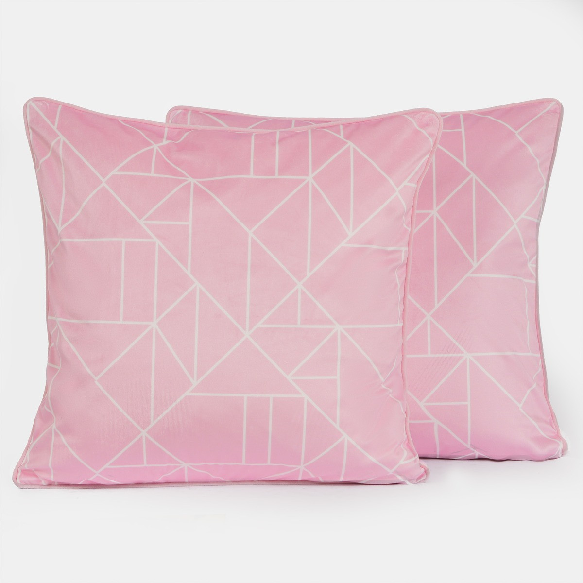OHS Matte Velvet Geometric Print Cushion Covers - Blush>
