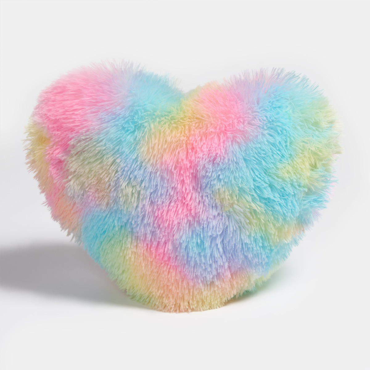 OHS Fluffy Tie Dye Heart Shaped Filled Cushion - Multi>