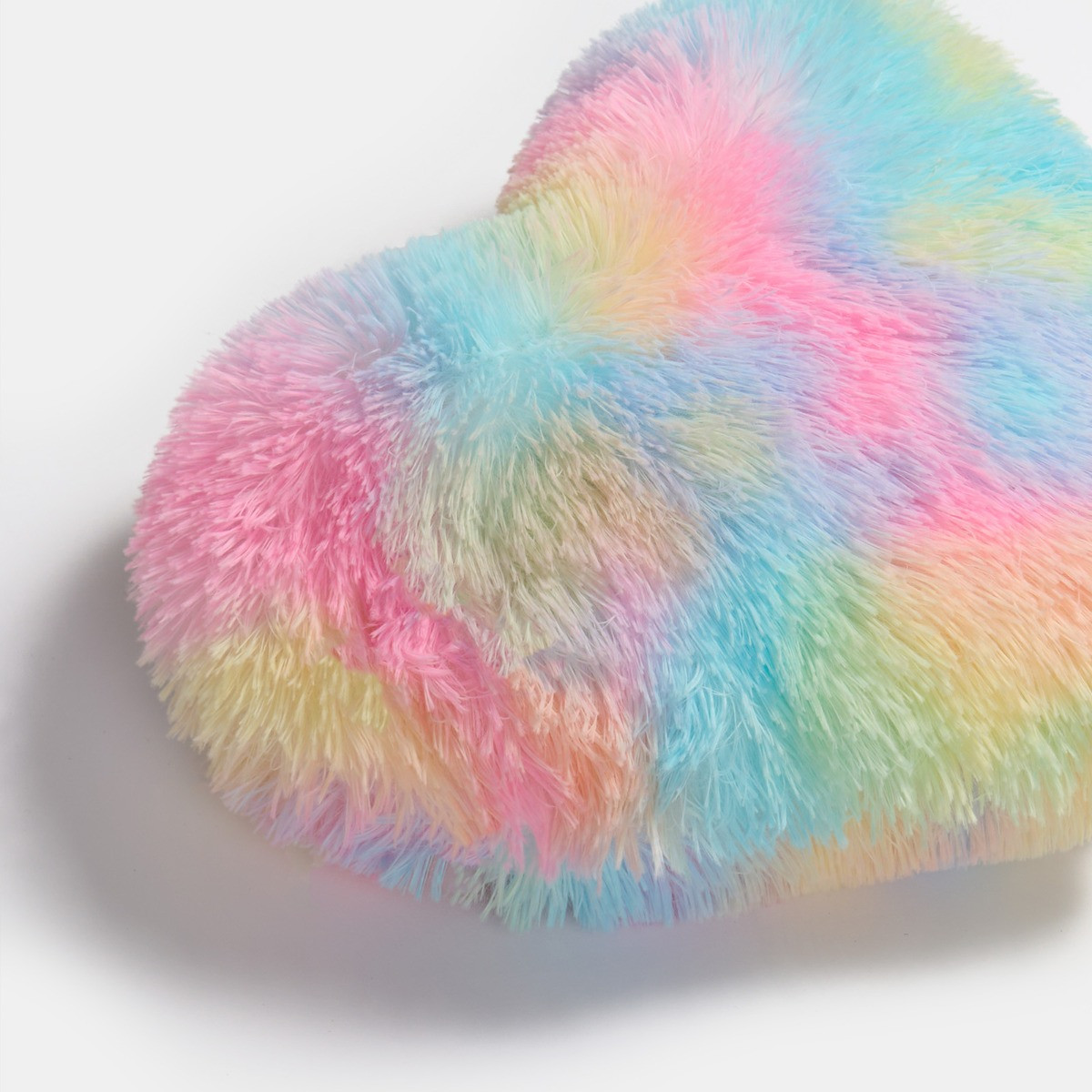 OHS Fluffy Tie Dye Heart Shaped Filled Cushion - Multi>