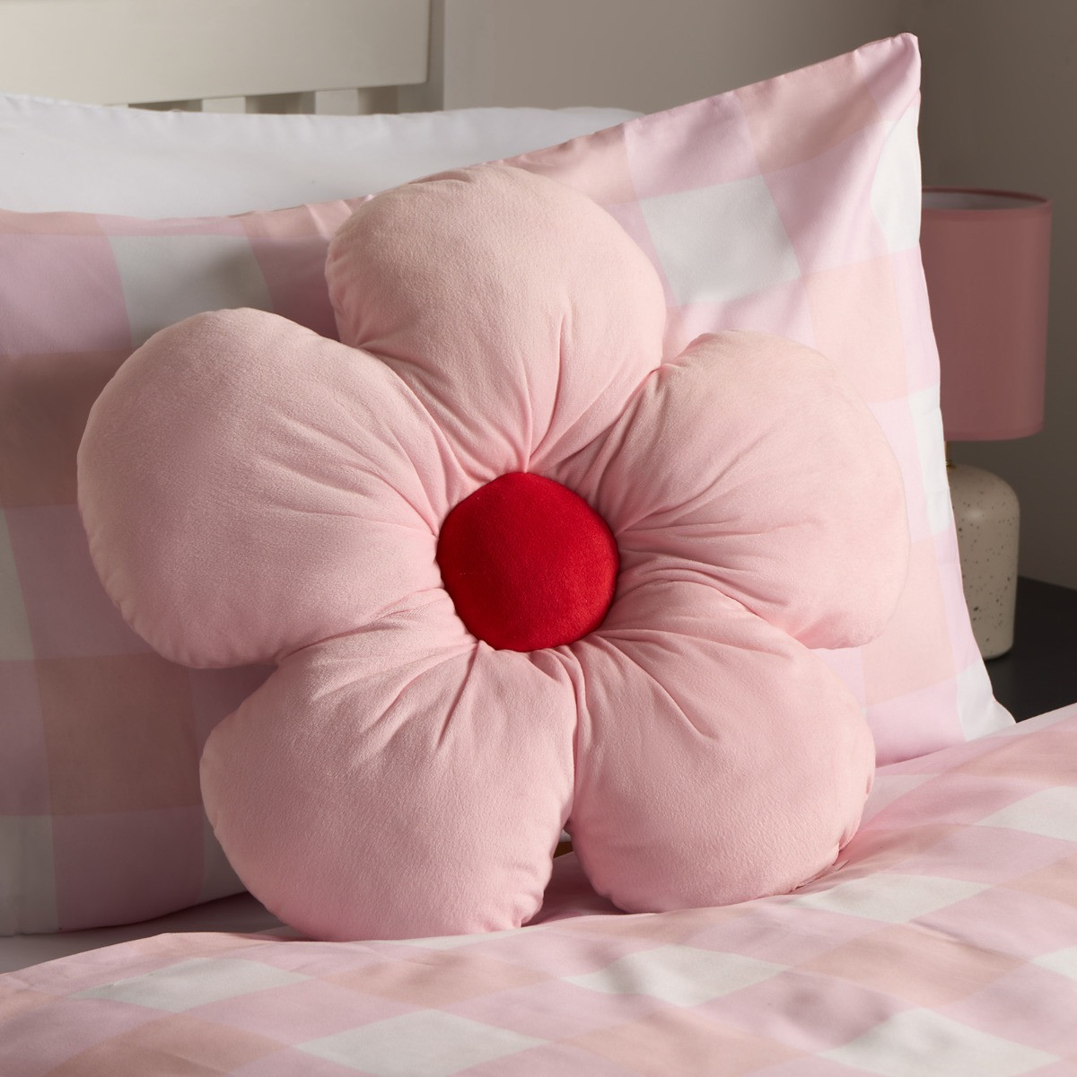 OHS Flower Shaped Scatter Cushion Pink Red