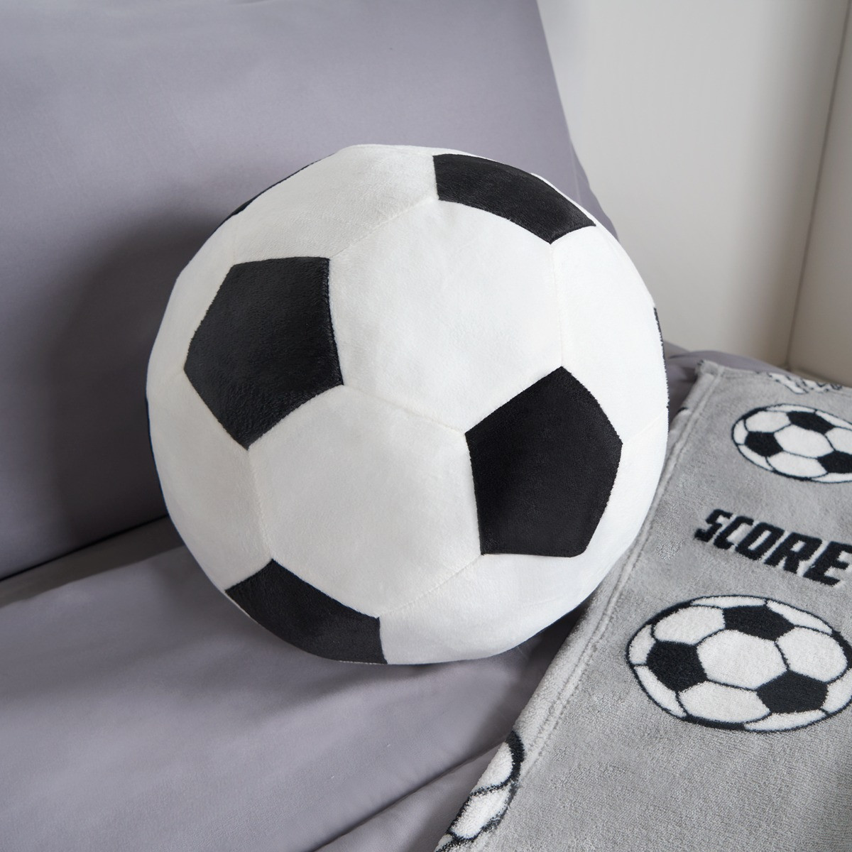 OHS Football Shaped Scatter Cushion - Black/White >