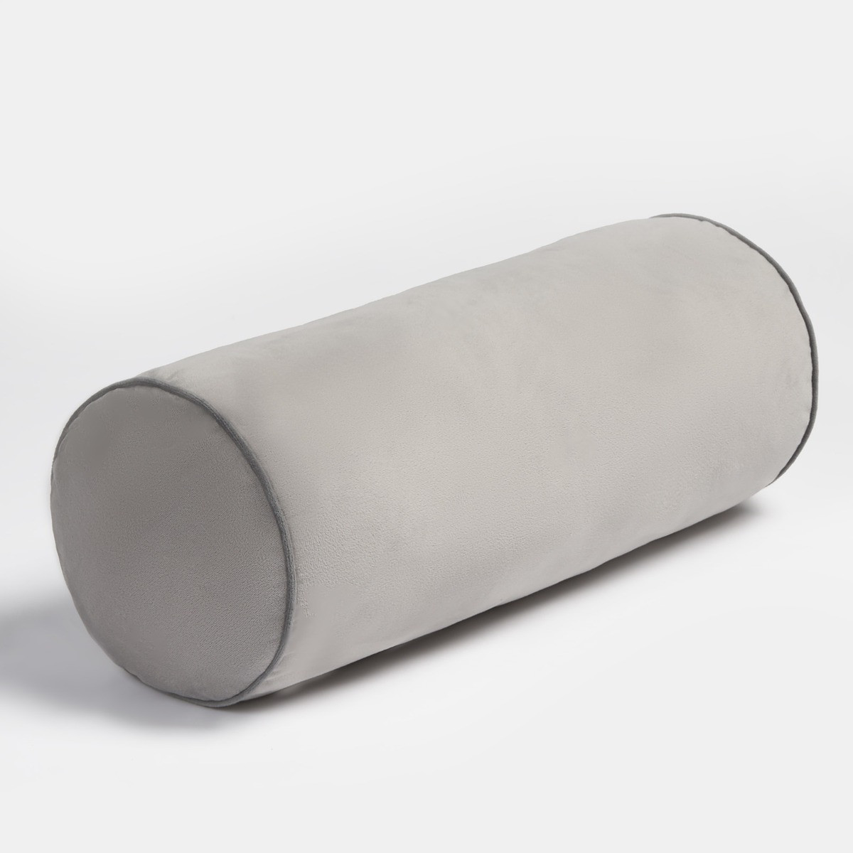 OHS Matte Velvet Bolster Cushion - Grey/Charcoal>