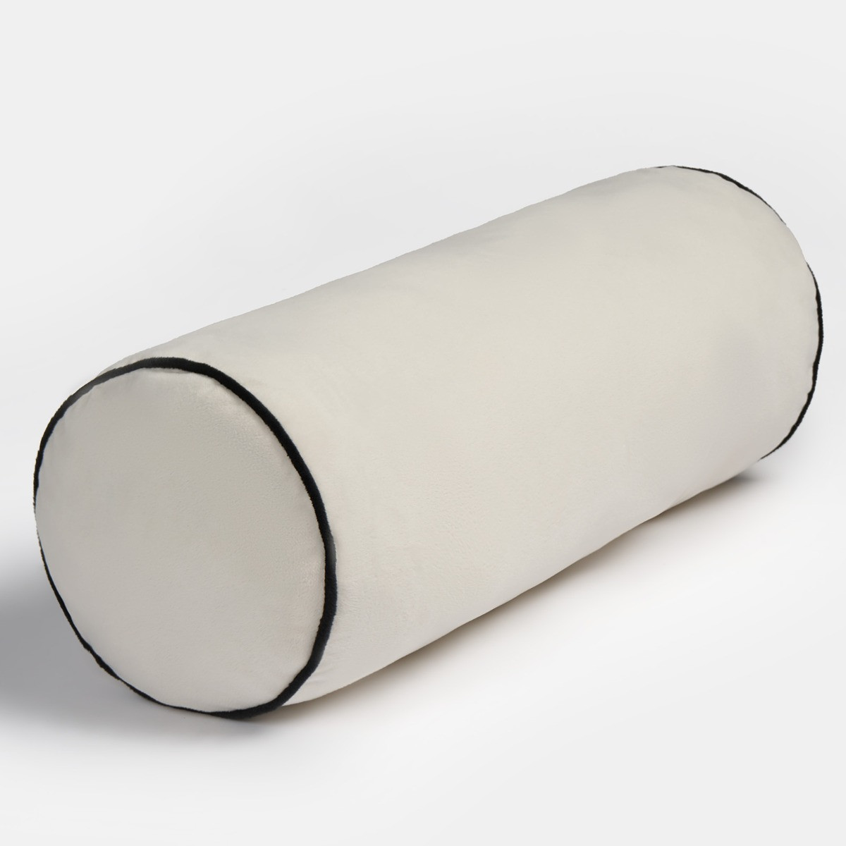 OHS Matte Velvet Bolster Cushion Cream Black