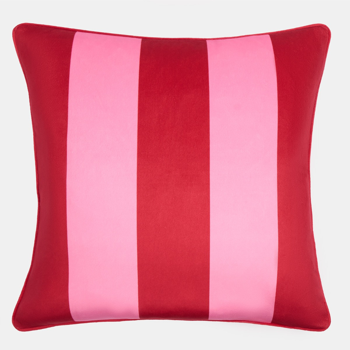 OHS 2 Pack Matte Velvet Trick Stripe Cushion Covers, 45 x 45cm - Pink/Red>