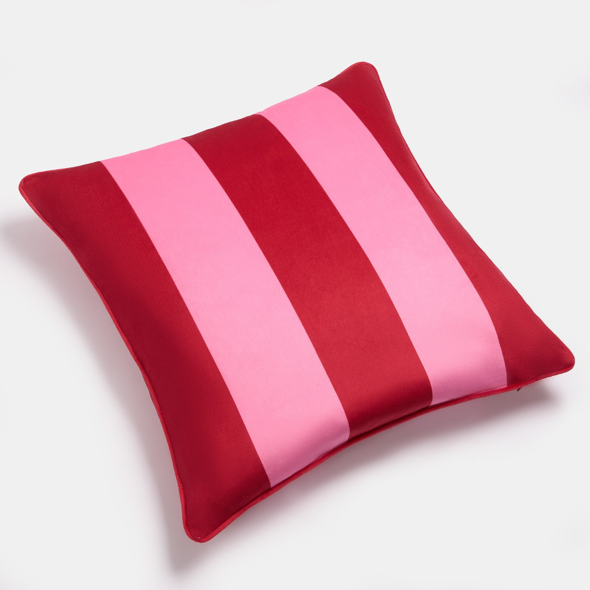 OHS 2 Pack Matte Velvet Trick Stripe Cushion Covers, 45 x 45cm - Pink/Red>