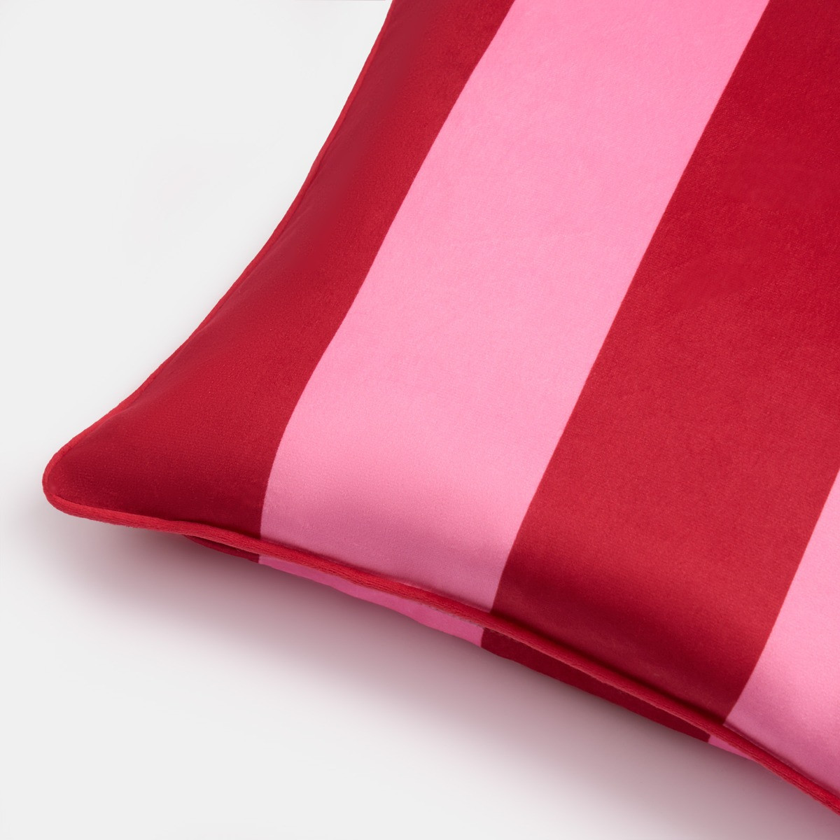 OHS 2 Pack Matte Velvet Trick Stripe Cushion Covers, 45 x 45cm - Pink/Red>