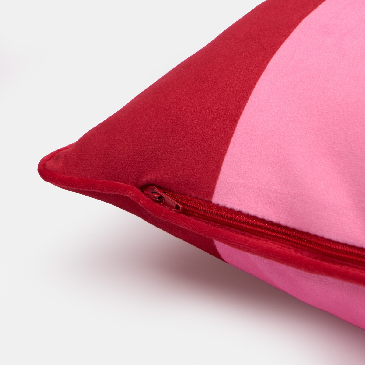 OHS 2 Pack Matte Velvet Trick Stripe Cushion Covers, 45 x 45cm - Pink/Red>