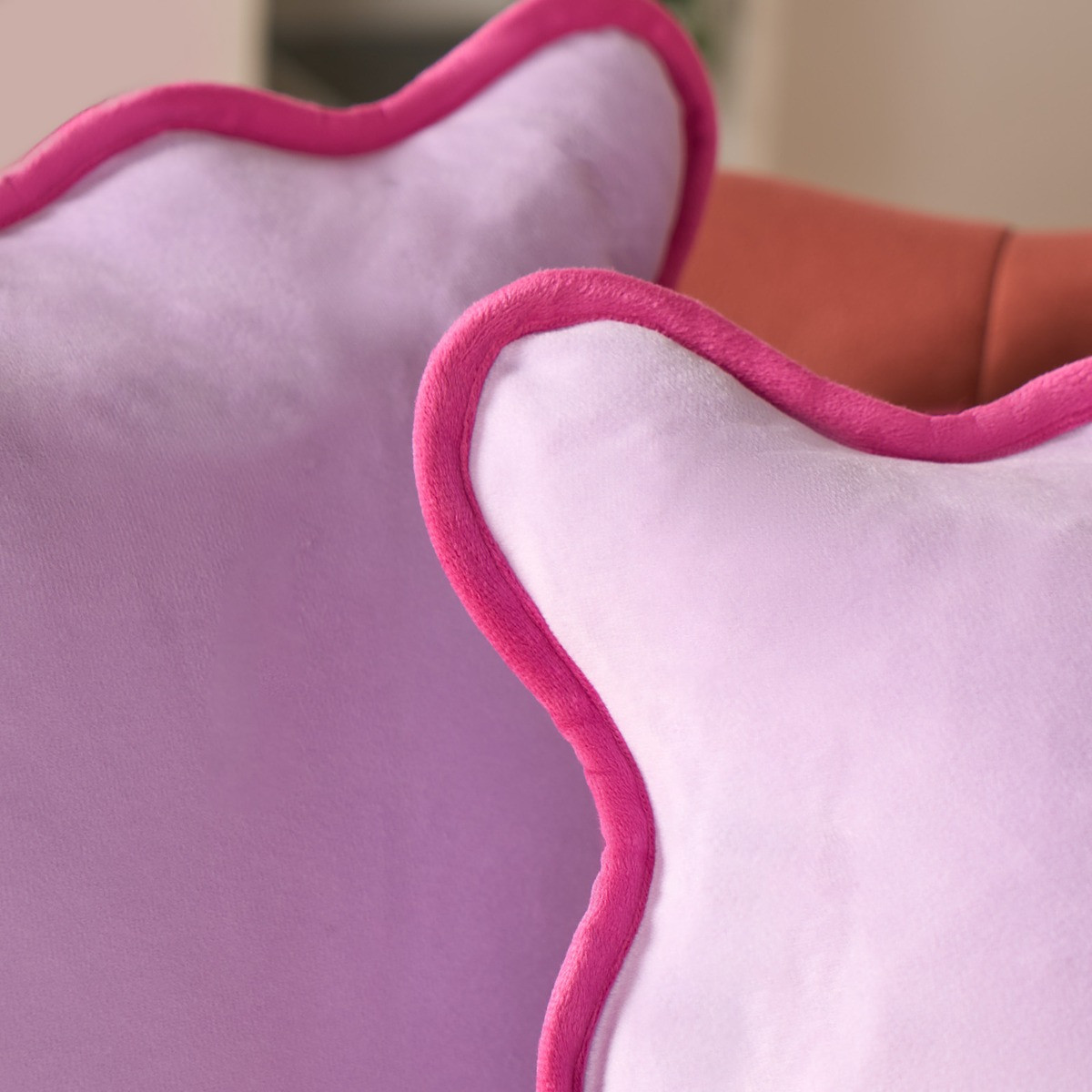 OHS Matte Velvet Scallop Edge Cushion Covers - Lilac/Pink>