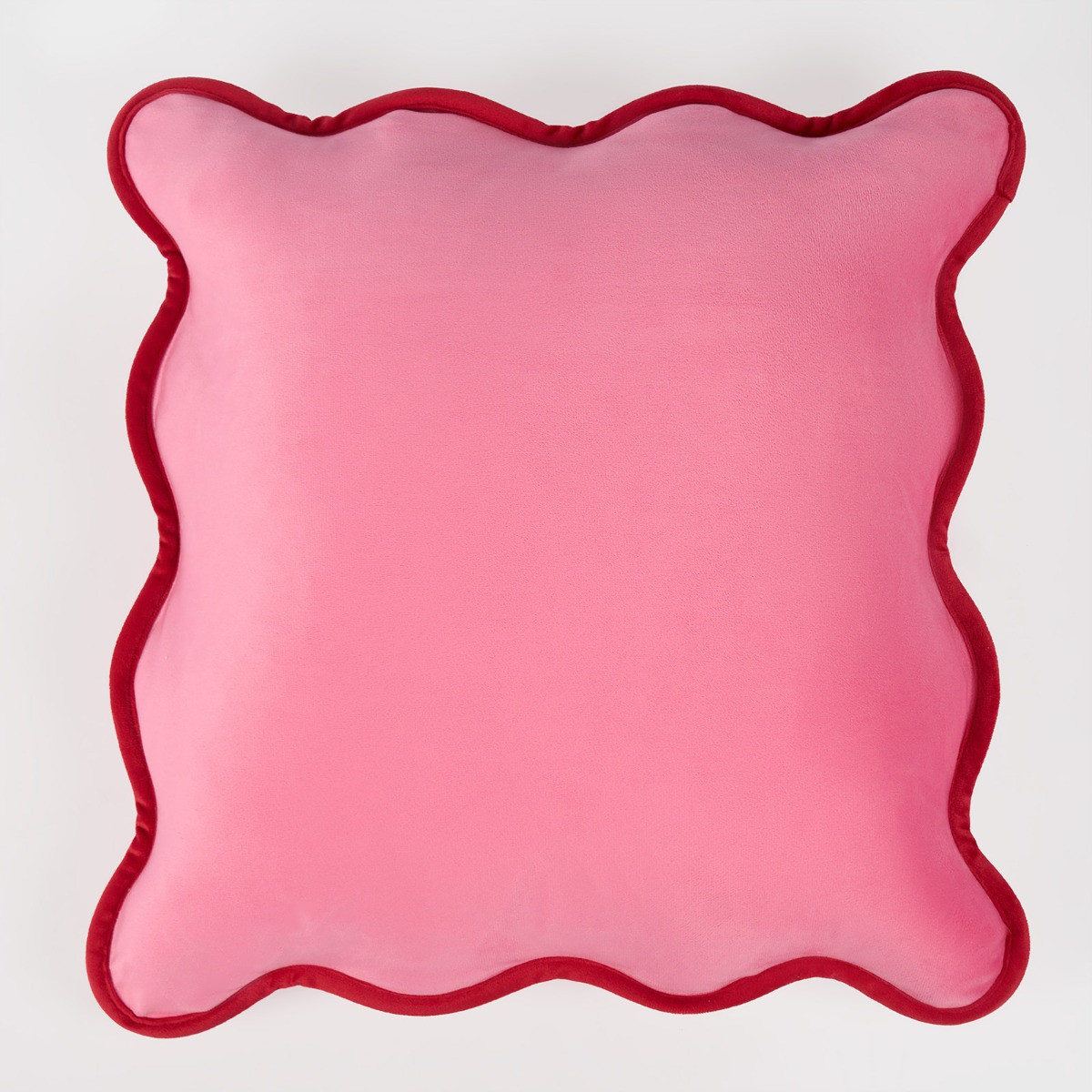 OHS Matte Velvet Scallop Edge Cushion Covers - Pink/Red>