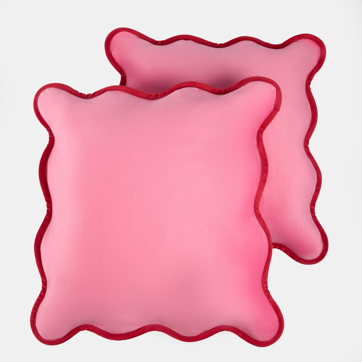 OHS Matte Velvet Scallop Edge Cushion Covers - Pink/Red>