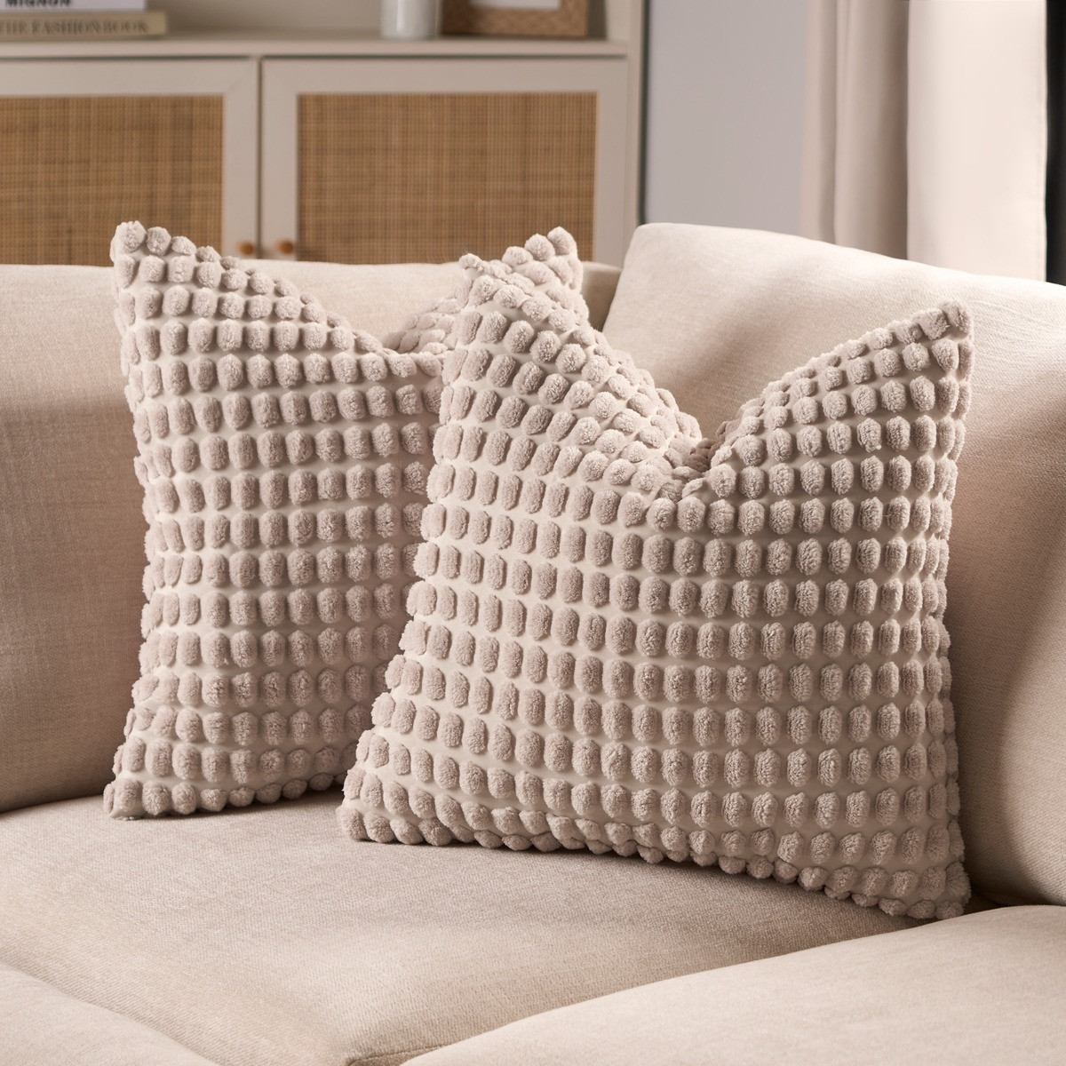 OHS Bobble Textured Cushion Covers - Natural>