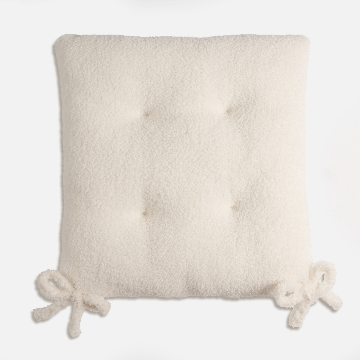 OHS 2 Pack Plush Boucle Indoor Seat Pads, 40 x 40 x 6cm - Cream>