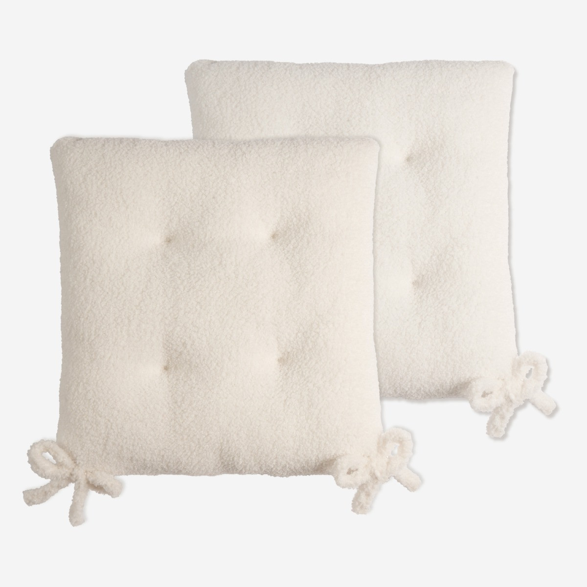 OHS 2 Pack Plush Boucle Indoor Seat Pads, 40 x 40 x 6cm - Cream>