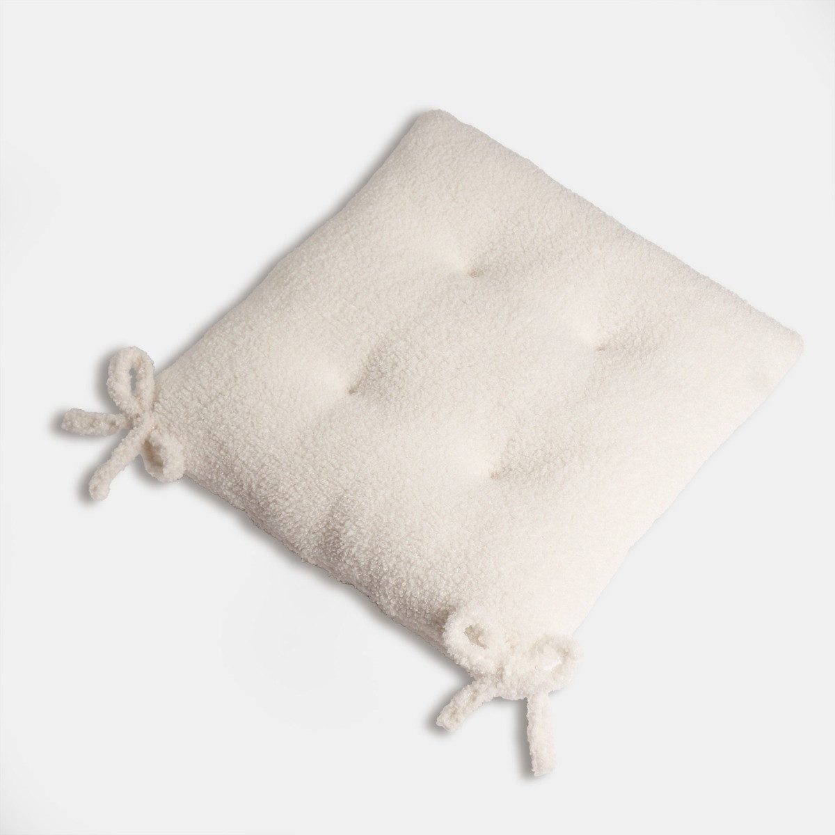 OHS 2 Pack Plush Boucle Indoor Seat Pads, 40 x 40 x 6cm - Cream>