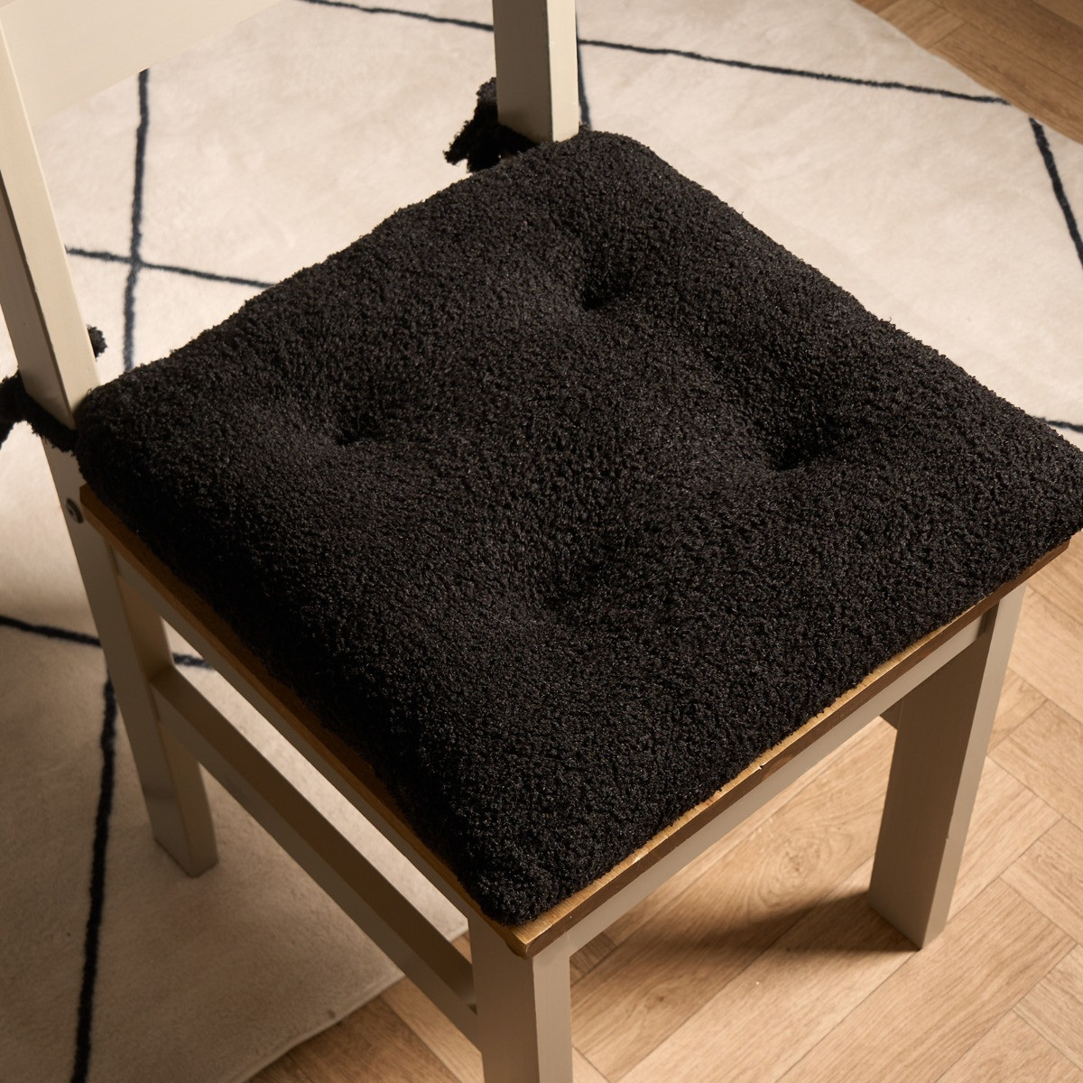 OHS Plush Bouclé Indoor Seat Pads - Black>