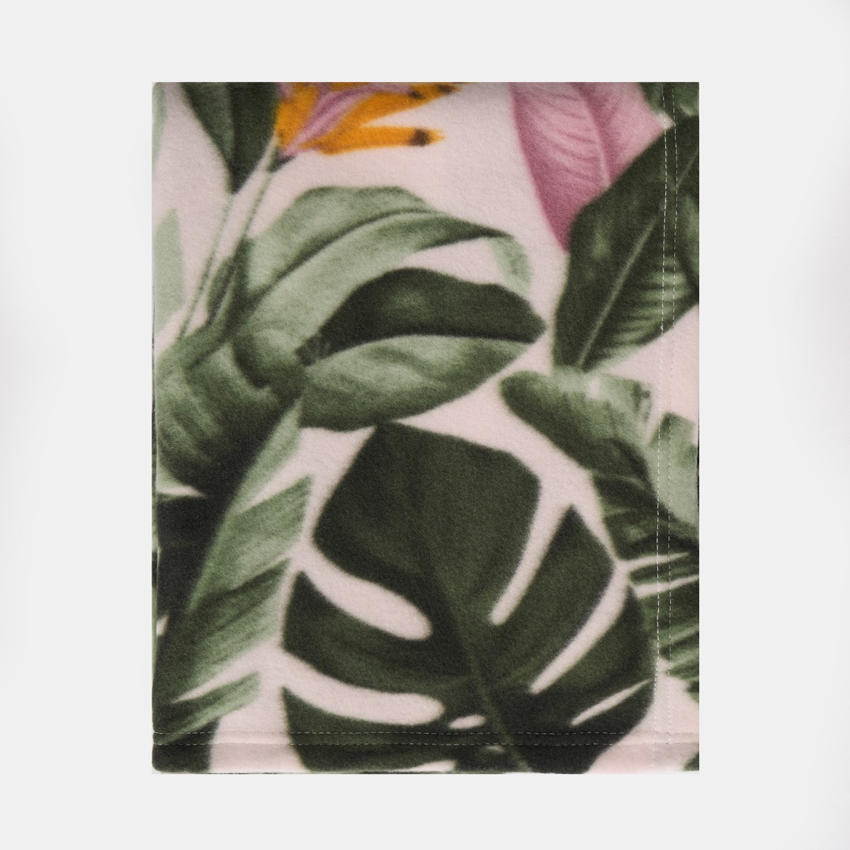 OHS Tropical Floral Print Fleece Throw - Green>