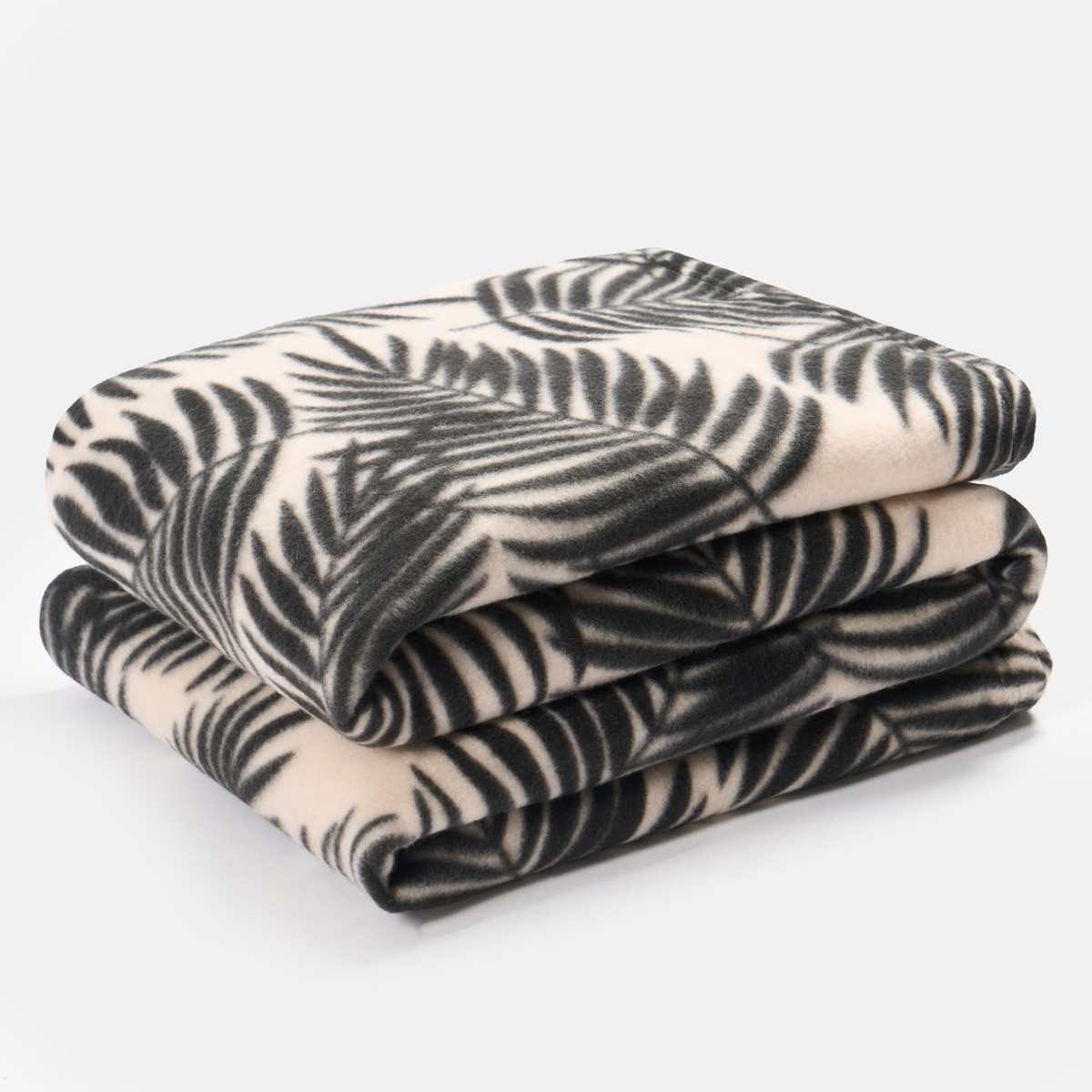 OHS Palm Leaf Print Fleece Throw - Natural>